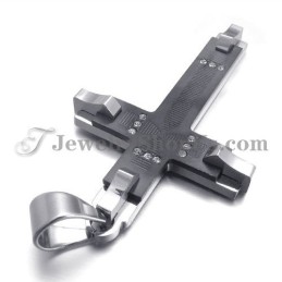 Gorgeous Black Titanium Cross Rhinestones Pendant