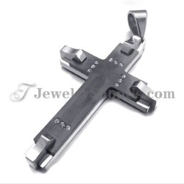Gorgeous Black Titanium Cross Rhinestones Pendant