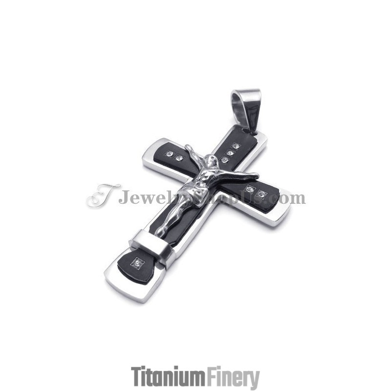 Classical Cross Of Jesus Black Titanium Pendant Classical Cross Of Jesus Black Titanium Pendant