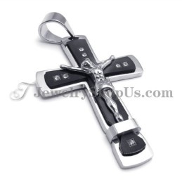 Classical Cross Of Jesus Black Titanium Pendant