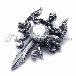Fashion Titanium Sword Pendant With Zircon