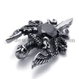 Fashion Titanium Sword Pendant With Black Zircon