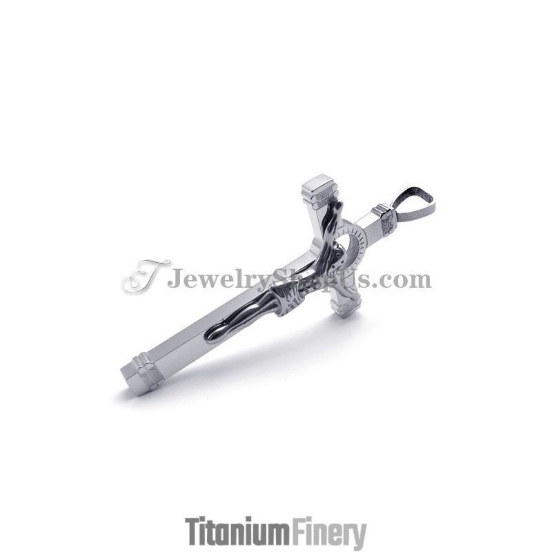 Elegant Silver Titanium Jesus Cross Pendant Elegant Silver Titanium Jesus Cross Pendant