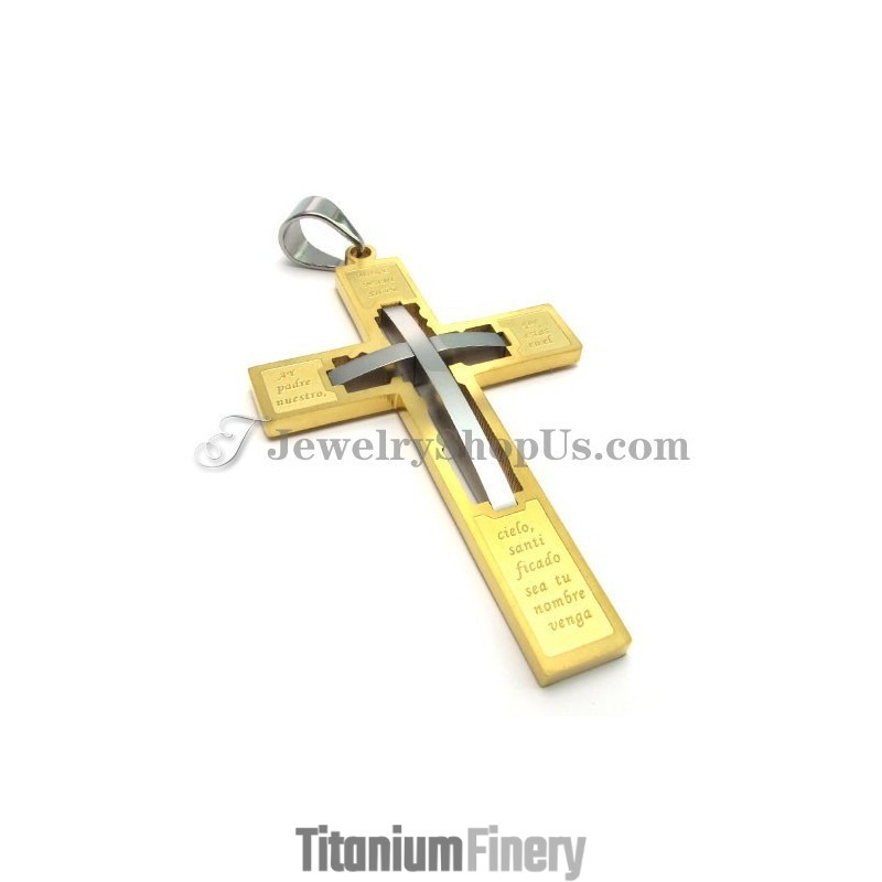 Elegant Gold Cross Titanium Pendant Elegant Gold Cross Titanium Pendant