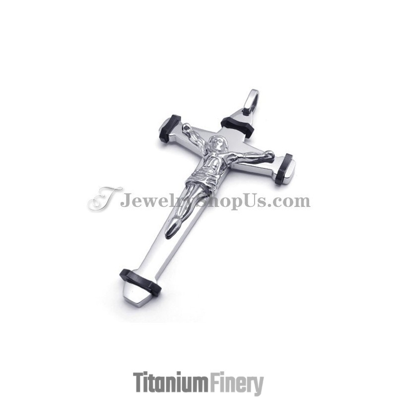 Elegant Black Titanium Jesus Cross Pendant Elegant Black Titanium Jesus Cross Pendant