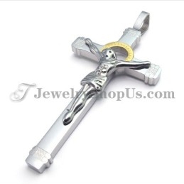 Elegant Gold Titanium Jesus Cross Pendant