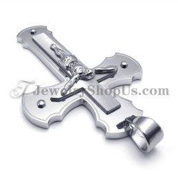 Classical Silver Titanium Cross Of Jesus Pendant