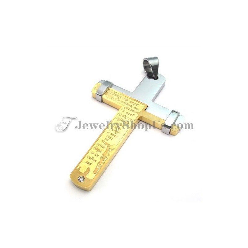 Elegant Gold Titanium Cross Pendant With Rhinestone Elegant Gold Titanium Cross Pendant With Rhinestone