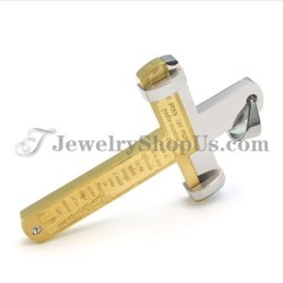Elegant Gold Titanium Cross Pendant With Rhinestone