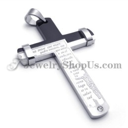 Gorgeous Black And Silver Titanium Cross Pendant
