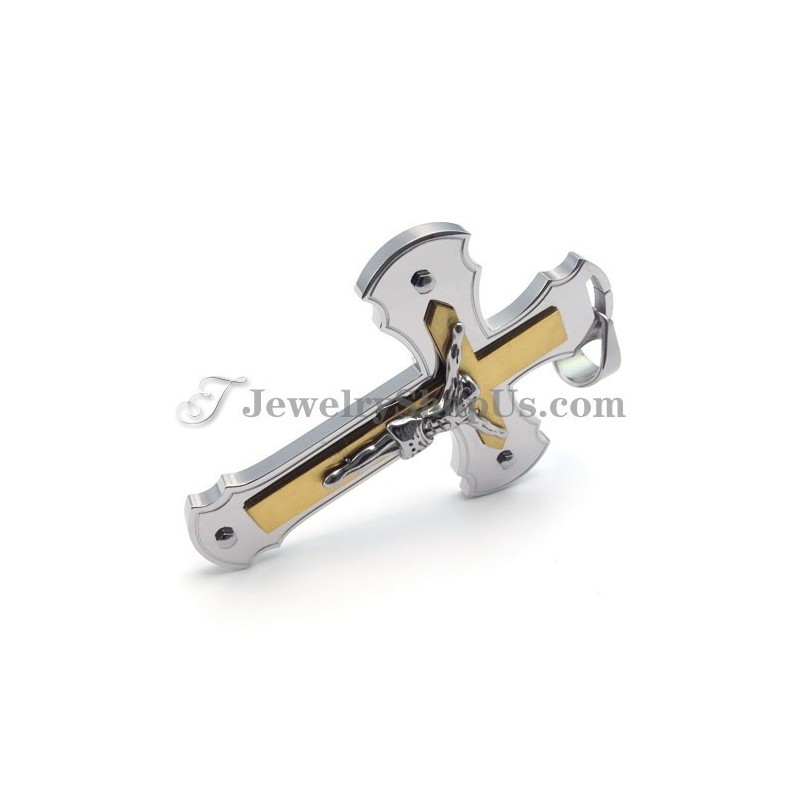Classical Gold Titanium Jesus Cross Pendant