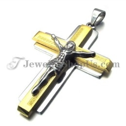 Fashion Gold Titanium Cross Of Jesus Pendant