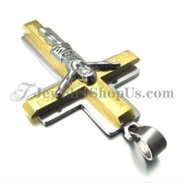 Fashion Gold Titanium Cross Of Jesus Pendant
