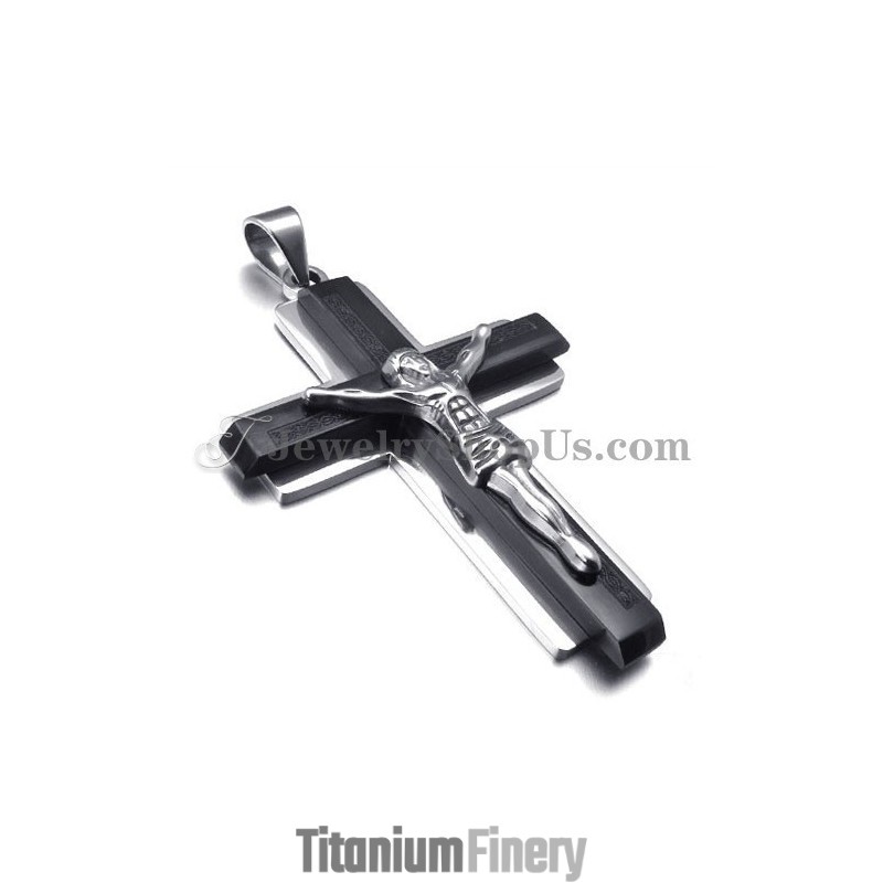 Fashion Black Titanium Cross Of Jesus Pendant