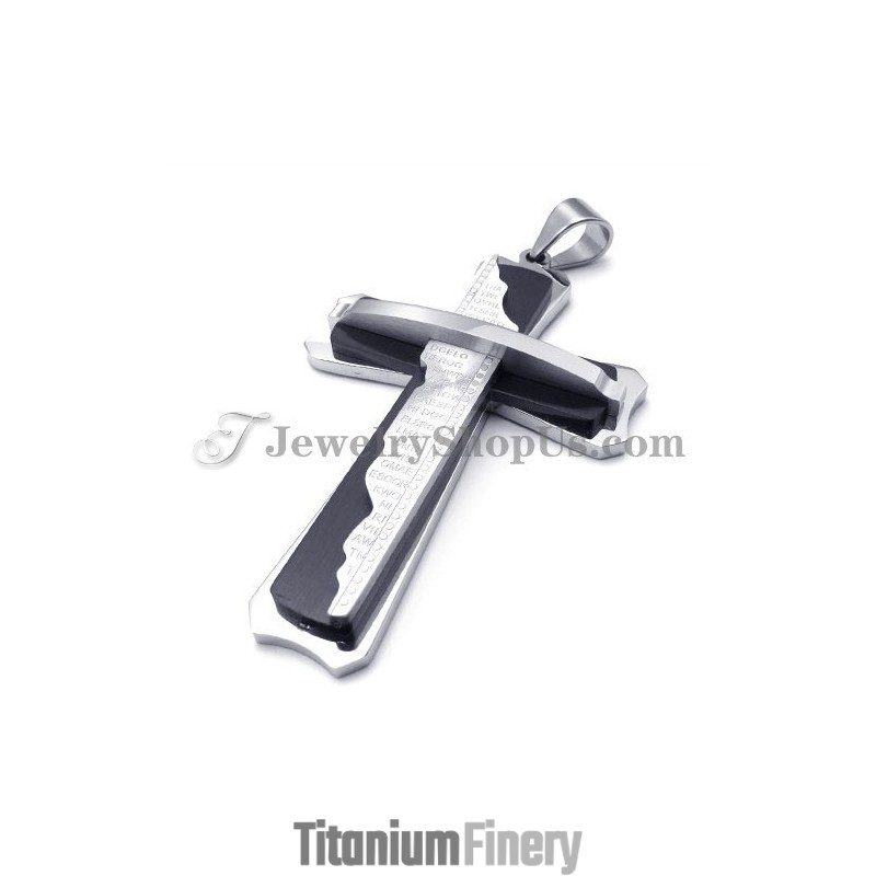 Gorgeous Black Titanium Cross Pendant