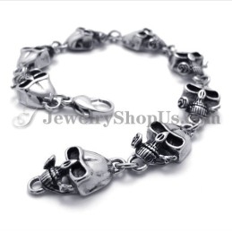 Elegant Titanium Skulls Bracelet