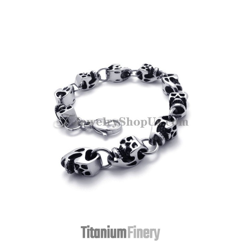 Gorgeous Titanium Skulls Bracelet Gorgeous Titanium Skulls Bracelet