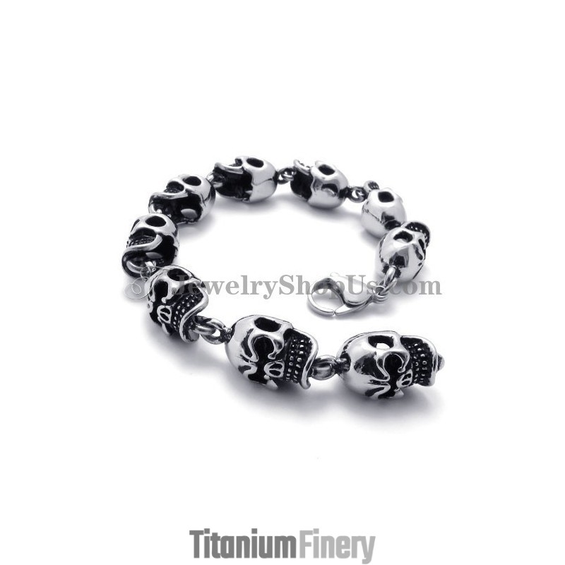 Elegant Skulls Titanium Bracelet