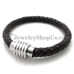 Fashion Titanium With Leather Bracelet