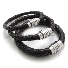Fashion Titanium With Leather Bracelet