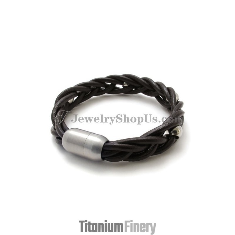 Fashion Leather And Titanium Bracelet Fashion Leather And Titanium Bracelet