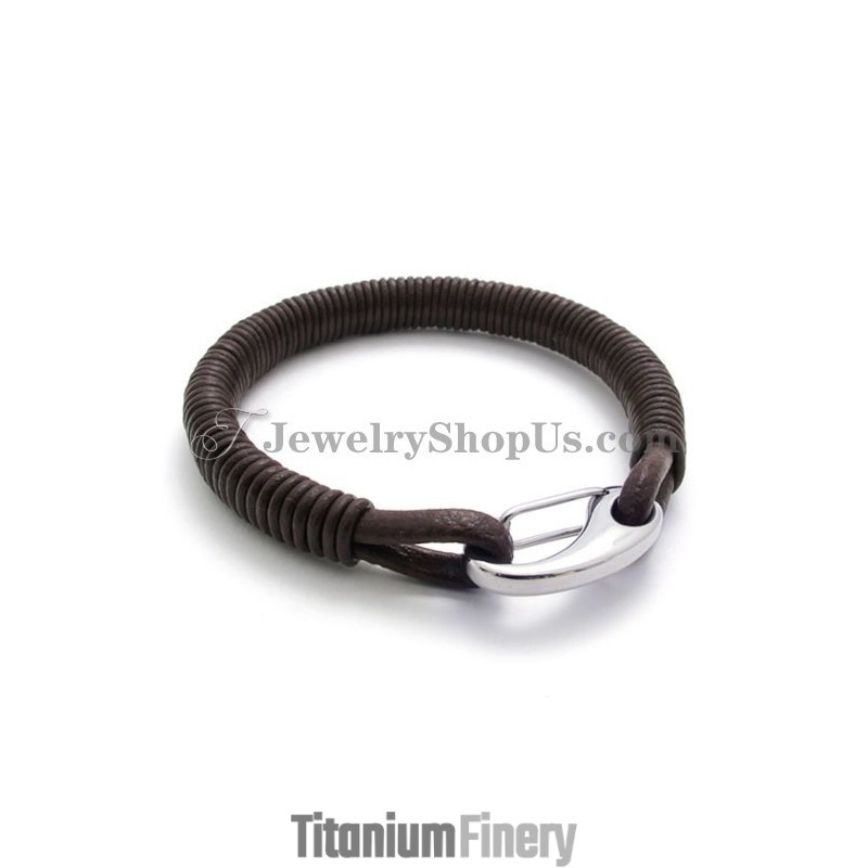 Fashion Leather Titanium Bracelet