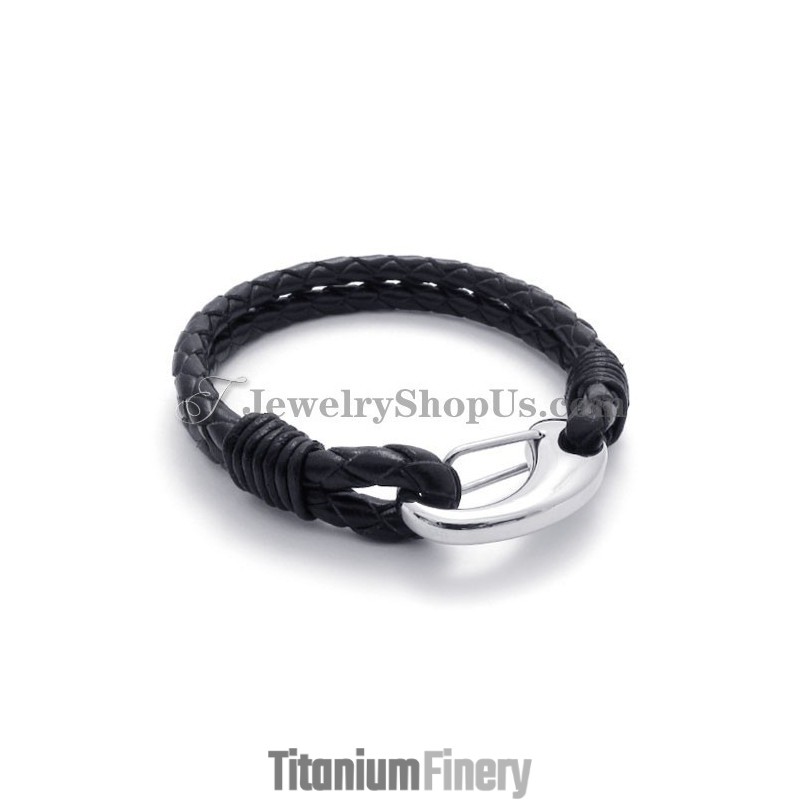 Elegant Titanium Leather Bracelet Elegant Titanium Leather Bracelet