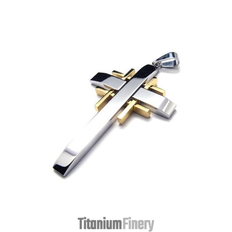 Men's Pure Titanium Cross Necklace Pendant Chain (New) Men's Pure Titanium Cross Necklace Pendant Chain (New)