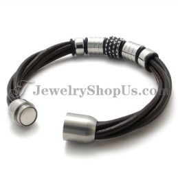 Elegant Brown Leather With Titanium Bracelet