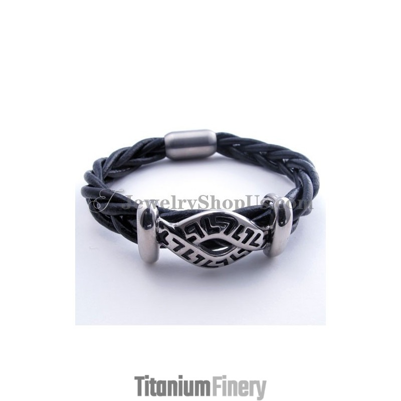 Fashion Leather Titanium Bracelet Fashion Leather Titanium Bracelet
