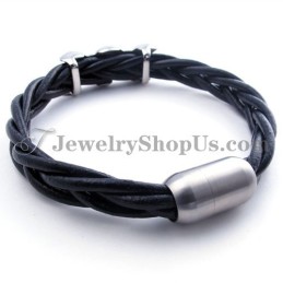 Elegant Leather Titanium Bracelet