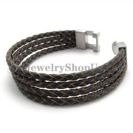 Elegant Leather And Titanium Bracelet