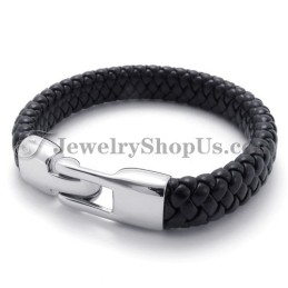 Gorgeous Black Titanium And Leather Bracelet