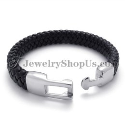 Gorgeous Black Titanium And Leather Bracelet