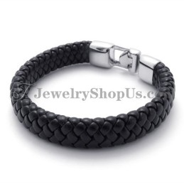 Gorgeous Black Titanium And Leather Bracelet