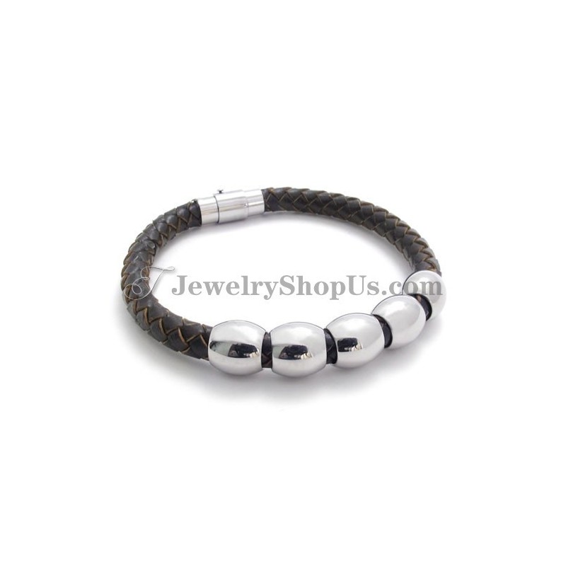 Fashion Leather And Titanium Bracelet Fashion Leather And Titanium Bracelet