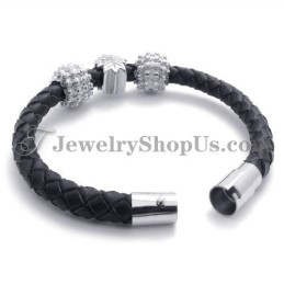 Black Titanium And Leather Bracelet