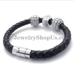 Black Titanium And Leather Bracelet