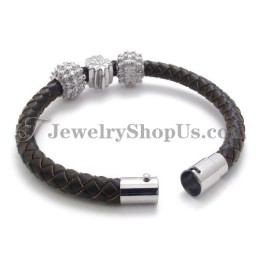 Brown Titanium And Leather Bracelet