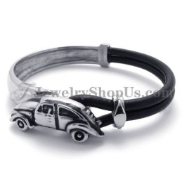Elegant Leather With Titanium Bracelet