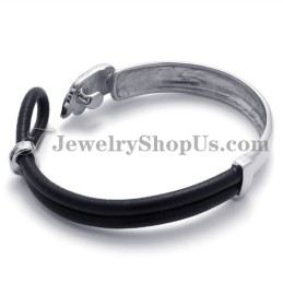 Elegant Leather With Titanium Bracelet