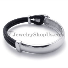 Elegant Leather With Titanium Bracelet