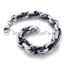 Fashion Black And Silver Titanium Bracelet