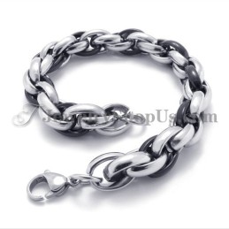 Fashion Black And Silver Titanium Bracelet