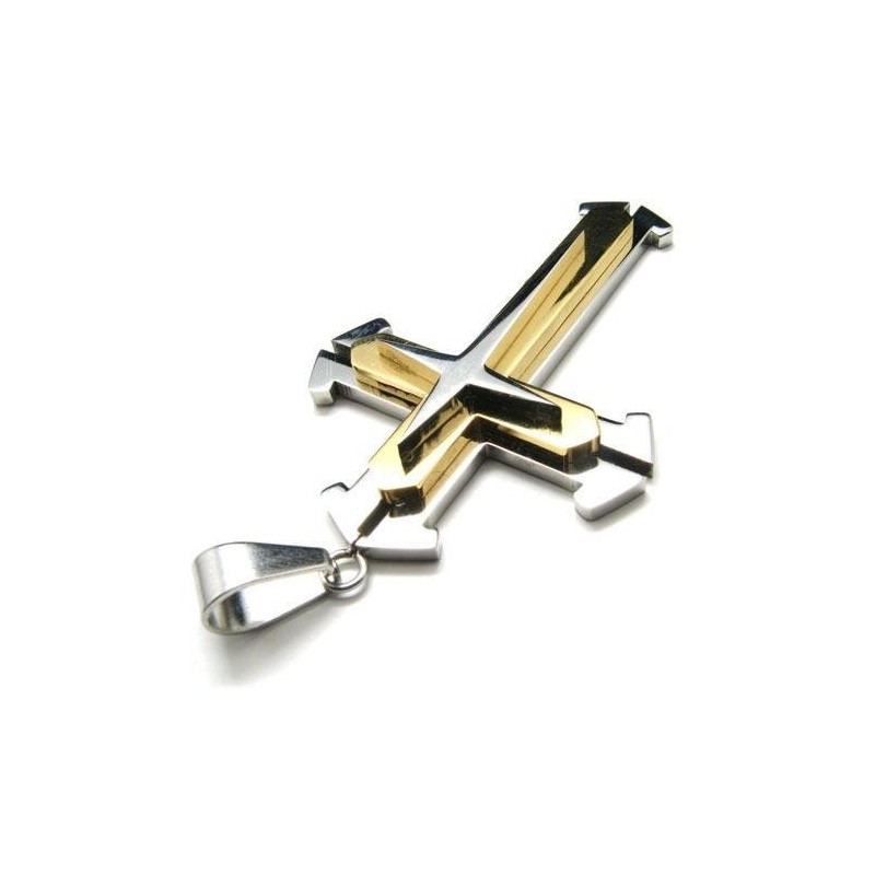 Men's Pure Titanium Star Pendant Cross Necklace Chain