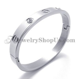 Fashion Silver Titanium Bracelet With Rhinestone