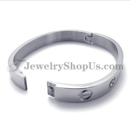 Fashion Silver Titanium Bracelet With Rhinestone