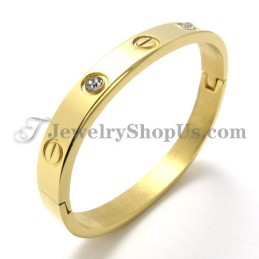 Fashion Gold Titanium Bracelet With Rhinestone
