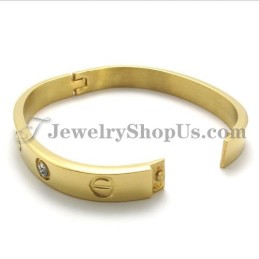 Fashion Gold Titanium Bracelet With Rhinestone