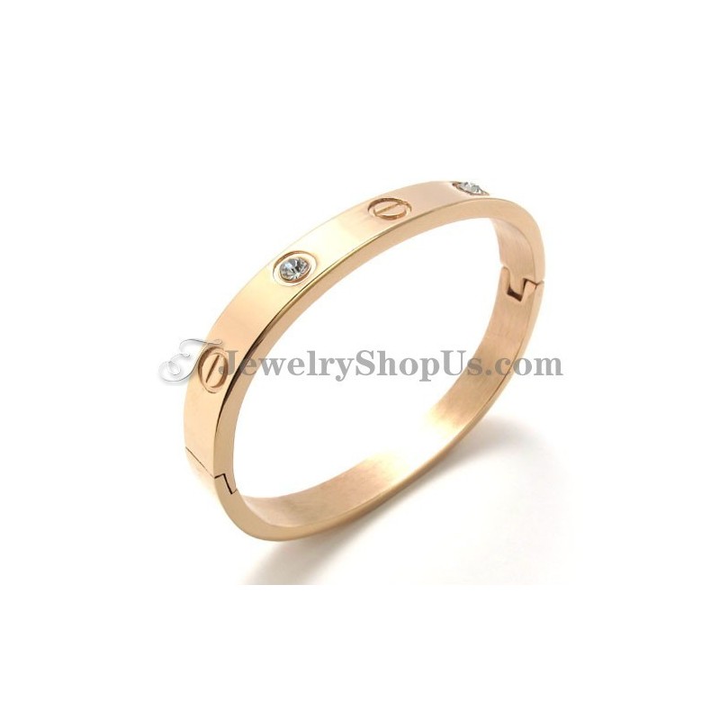 Fashion Rose Gold Titanium Bracelet With Rhinestone Fashion Rose Gold Titanium Bracelet With Rhinestone